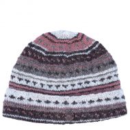 Pure Wool Turn up - pattern beanie hat - natural browns/blush