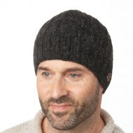 Pure Wool Hand knit - straight chain stitch beanie - charcoal