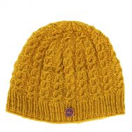 Pure wool - cool cable beanie - old gold