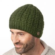 Pure wool - cool cable beanie - dark green