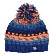 Pure wool Bobble Hat - Ridge Pattern - Blue/black