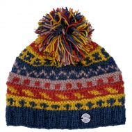 Pure wool Bobble Hat - Ridge Pattern - Mustard/mix