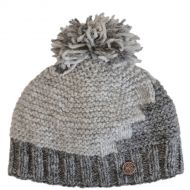 Pure Wool Bobble hat - hand knit - Trail - Greys