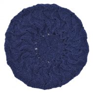 Pure Wool Half fleece lined - scroll beret - Dark blue