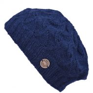 Pure Wool Half fleece lined - scroll beret - Dark blue