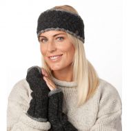 Pure Wool Fleece lined - Lace Edge Headband - Charcoal