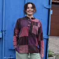 Cotton patchwork shirt - long sleeved - Purples