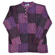 Cotton patchwork shirt - long sleeved - Purples