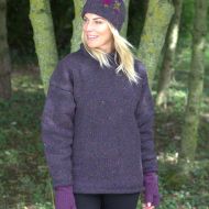 hand knit jumper -  heather - purple