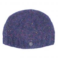 Hand knit - pure wool - plain beanie - purple heather