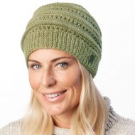 Lace Ridge Beanie - pure wool - fleece lined - bay leaf