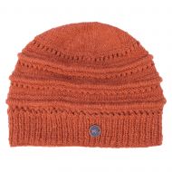 Lace Ridge Beanie - pure wool - fleece lined - apricot