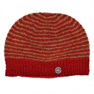 NAYA Texture Stripe - pure wool beanie - deep red gold heather