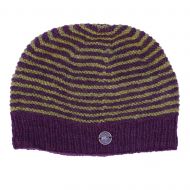 NAYA Texture Stripe - pure wool beanie - aubergine green