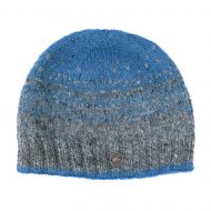 Pure wool - dual tick beanie - grey mosaic blue
