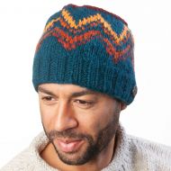 Deep Zigzag Beanie - Pure Wool - Deep Teal