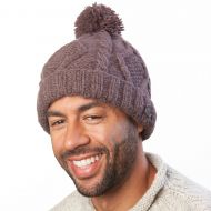 Pure Wool Celtic bobble hat - turn up - shadow