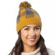 Naya Pure Wool - Mosaic bobble hat - mustard