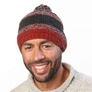 Pure Wool - Ridgeway bobble hat - charcoal dark spice