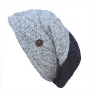 Pure Wool Fjord slouch hat - purple heather/mid grey