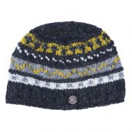 Ridge Pattern Beanie - Pure Wool - Charcoal Old Gold