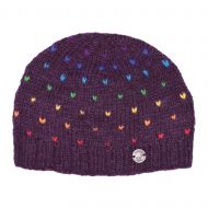 Pure Wool Rainbow tick beanie - aubergine