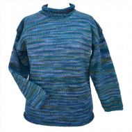 pure new wool - hand knit jumper - electric - Ocean