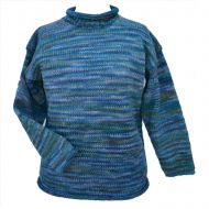 Handmade Pure Wool - Electric Jumper - Ocean