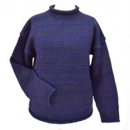 Handmade Pure Wool - two tone jumper - Blue Smoke