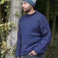 hand knit jumper - two tone - Blue Smoke