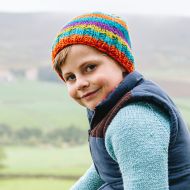 Children's Half fleece lined - beanie - bright stripe