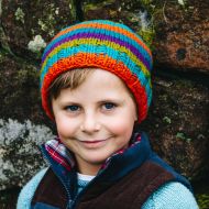 Children's Half fleece lined - beanie - bright stripe