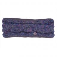 Pure Wool Fleece lined headband - cable - heather purple