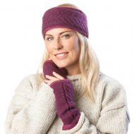 Pure Wool Fleece lined - Lace Edge Headband - Deep Berry