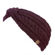 Pure Wool Fleece lined headband - twist - aubergine