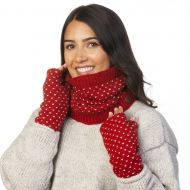 pure wool fleece lined - tick snood - red/white