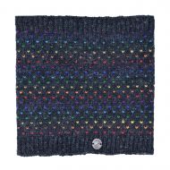 pure wool fleece lined - rainbow tick snood - charcoal