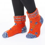 Handknit - Embroidered Lounge Socks - Ginger Spice