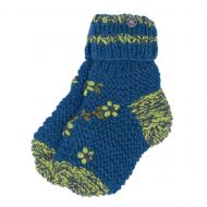 Handknit - Embroidered Lounge Socks - Deep Teal