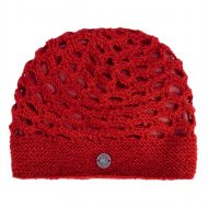 Mesh Beanie - pure wool hat - fleece lined - red