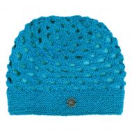 Mesh Beanie - pure wool hat - fleece lined - turquoise