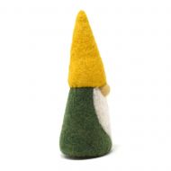 Handmade Christmas - Wool Felt Decoration - Plain Gonk - Green/Yellow