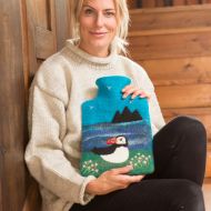 Handmade Fair Trade - Felt Wool Hot Water Bottle - Puffin