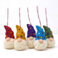 Handmade Christmas - Wool Felt Decoration - Rainbow Gonk Family