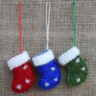 Hand made Felt - Mini Christmas Stocking Decoration - Red