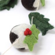 Handmade Christmas - Wool Felt Hanging Decoration - Christmas Pudding Garland