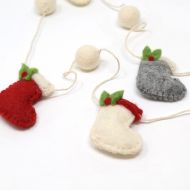 Handmade Christmas - Wool Felt Hanging Decoration - Christmas Stocking Garland