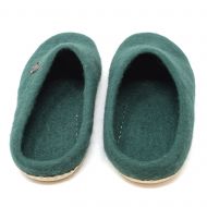 Pure Wool Felt - Slippers - Dark Green