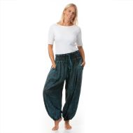 Stonewashed Wide - Harem Trousers - Teal