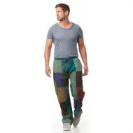Multi Patchwork Cotton - Trousers - Green Multi